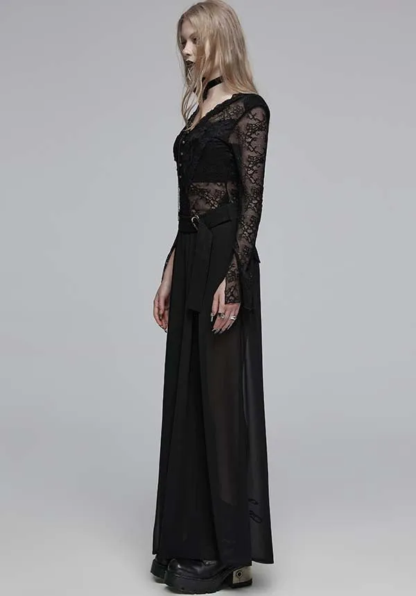 Everleigh Wide Leg | SHEER MID-HIGH PANTS**