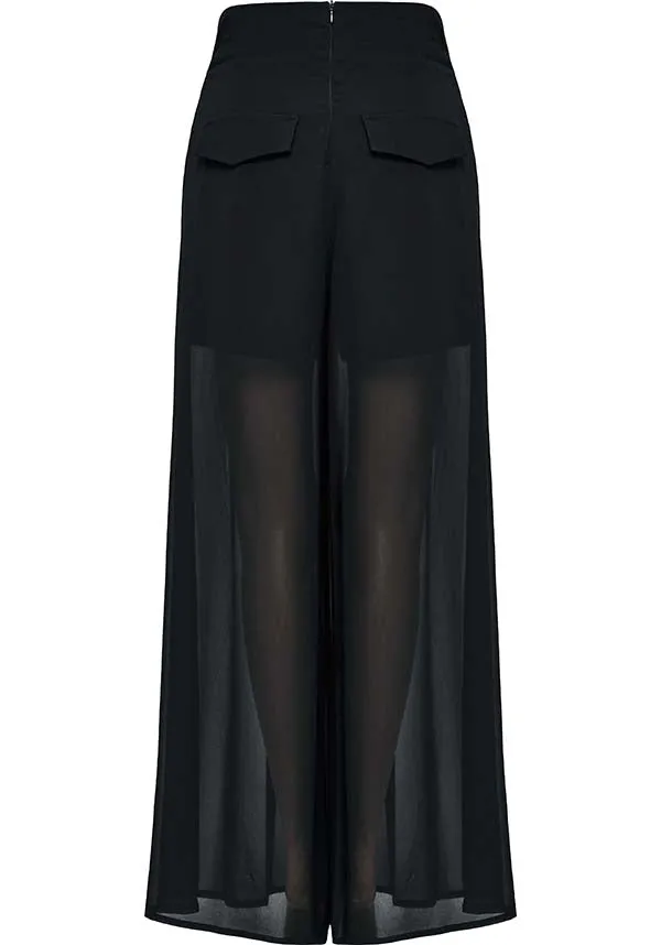 Everleigh Wide Leg | SHEER MID-HIGH PANTS**