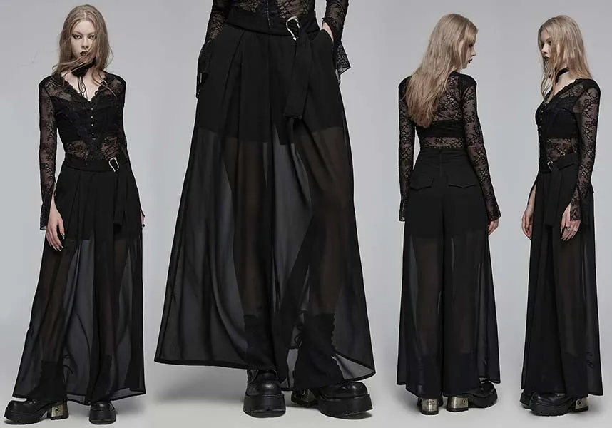 Everleigh Wide Leg | SHEER MID-HIGH PANTS**