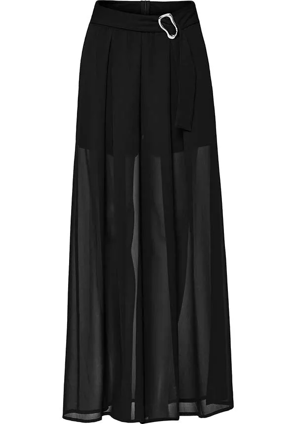 Everleigh Wide Leg | SHEER MID-HIGH PANTS**