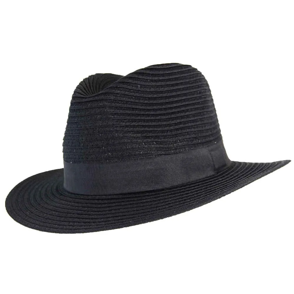 Evoke Flexibraid Phoenix Unisex Fedora - Black/Black