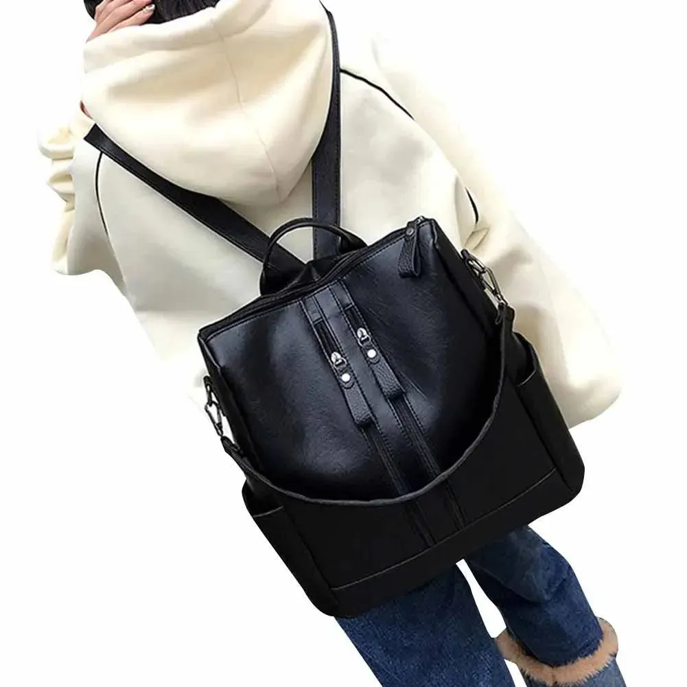 Fashion Black Leather Women's Backpack