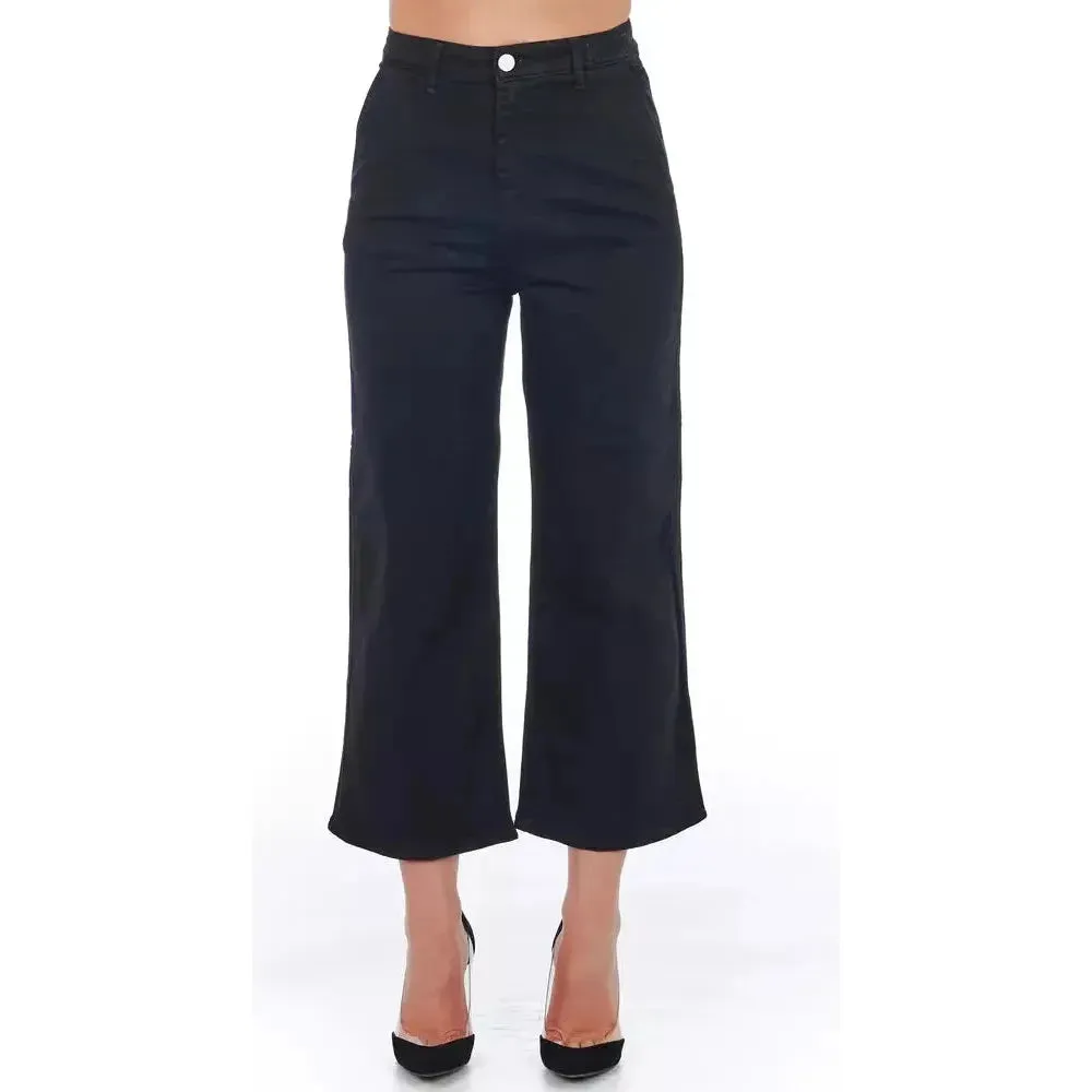 Frankie Morello Black Cotton Women Cropped Pant