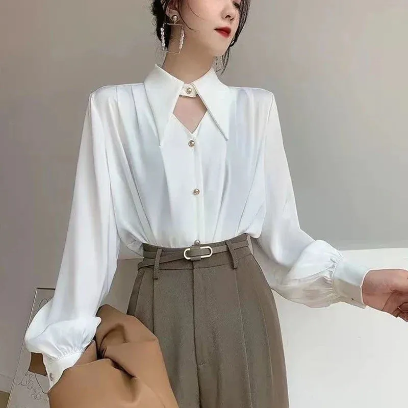 French Soft Elegant Lady Hollow Out Blouse