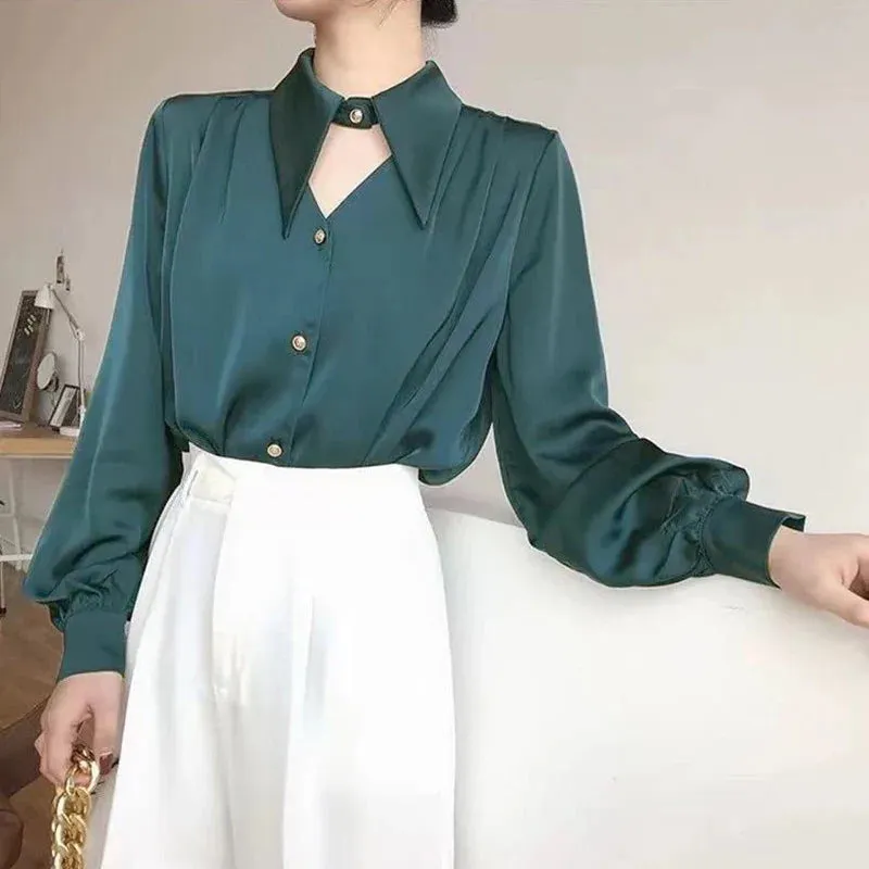 French Soft Elegant Lady Hollow Out Blouse