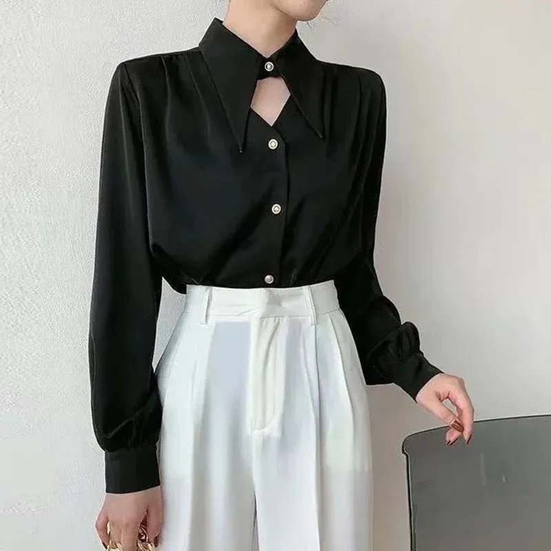 French Soft Elegant Lady Hollow Out Blouse