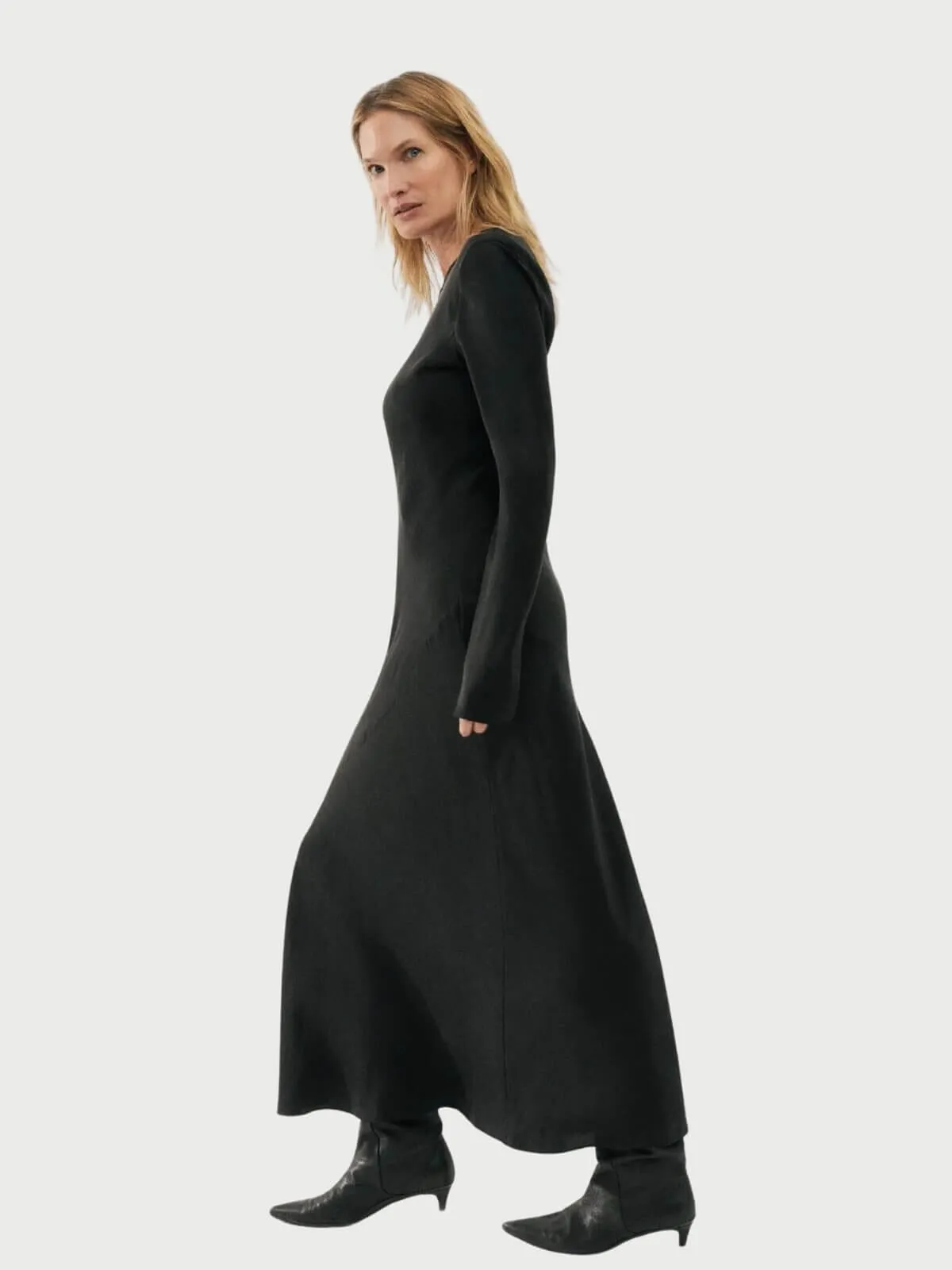 Full Sleeve Bias Dress - Black