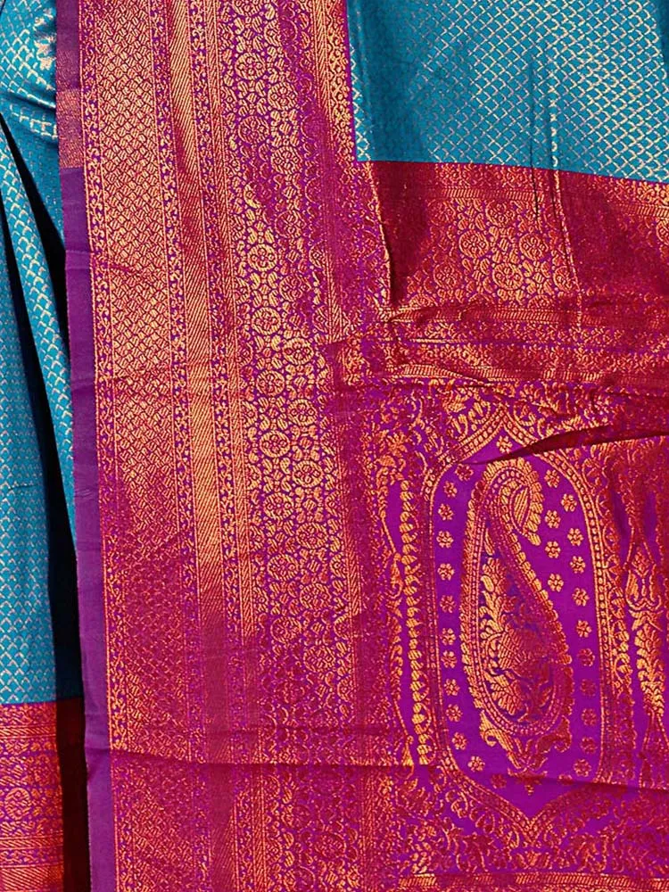 Gorgeous Art Silk Wedding Saree in Elegant Peacock blue & Wine - Exclusive Fancy Collection at ₹795!