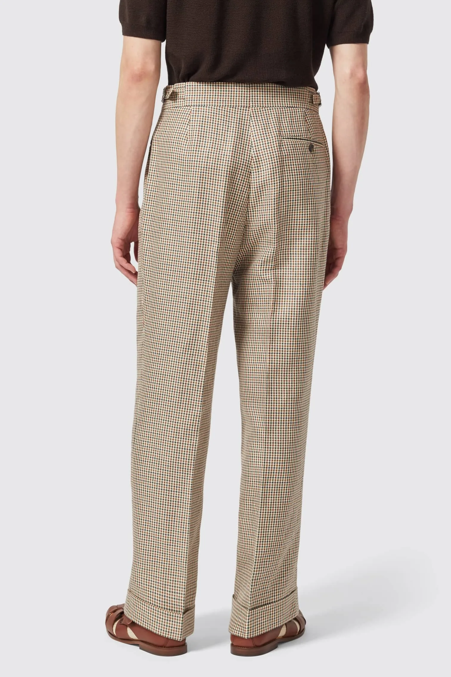 Grant Tailored Fit Neutral Puppytooth Cotton Co-ord Trousers - ARCHIVE