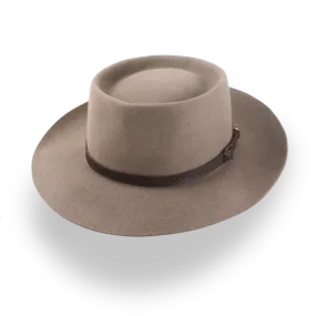 Handcrafted Wide Brim Porkpie Hat with Leather Band | The Oppenheimer