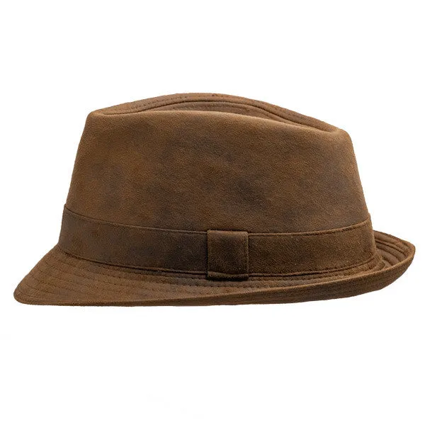 Henschel - Faux Distressed Leather Fedora