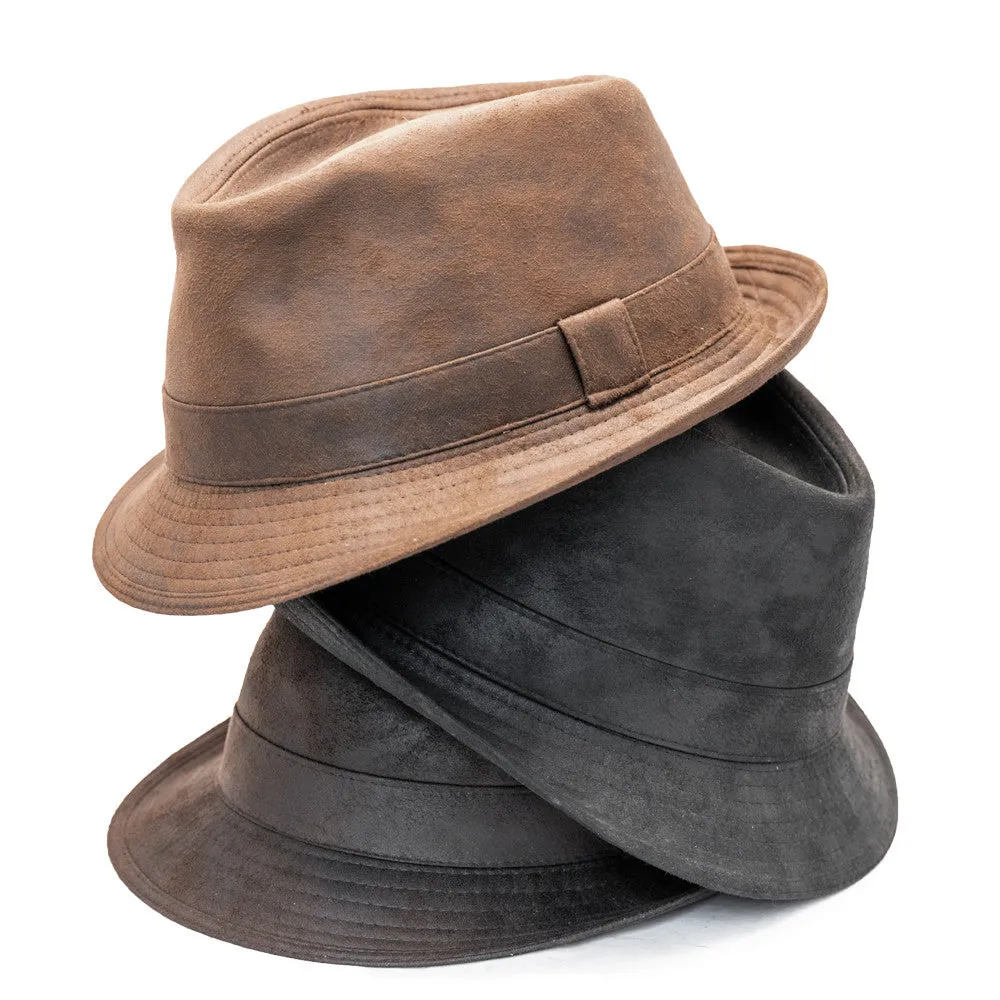 Henschel - Faux Distressed Leather Fedora