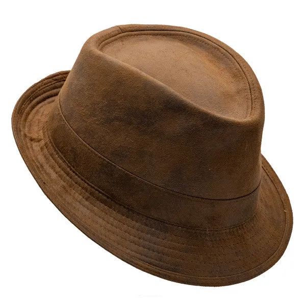 Henschel - Faux Distressed Leather Fedora