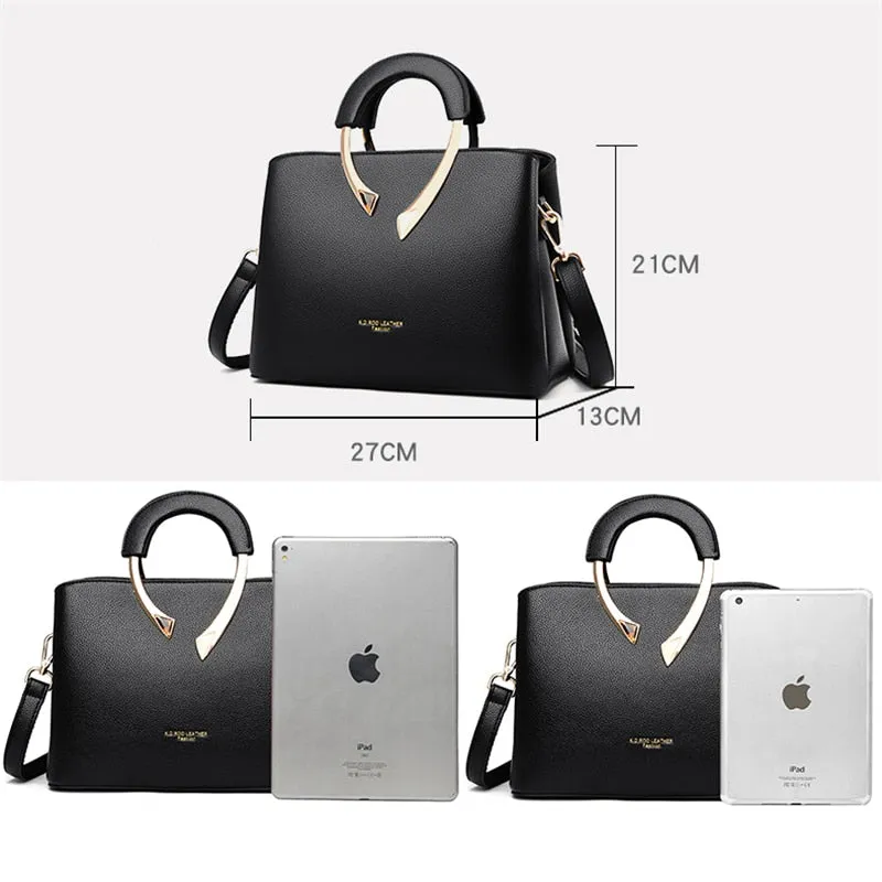 High Quality Gold Handle Casual Leather Bag