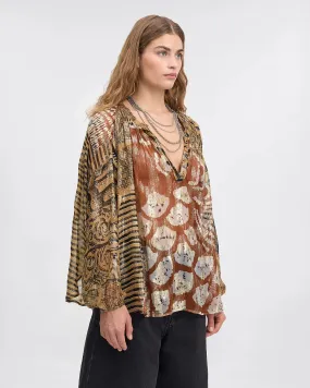 Layla Carmel Oversized Print Blouse