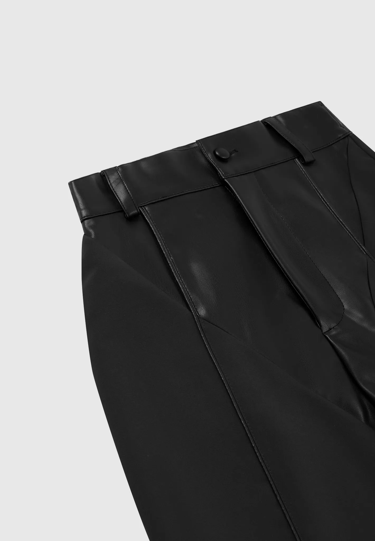 Leather & Woven Trousers - Black