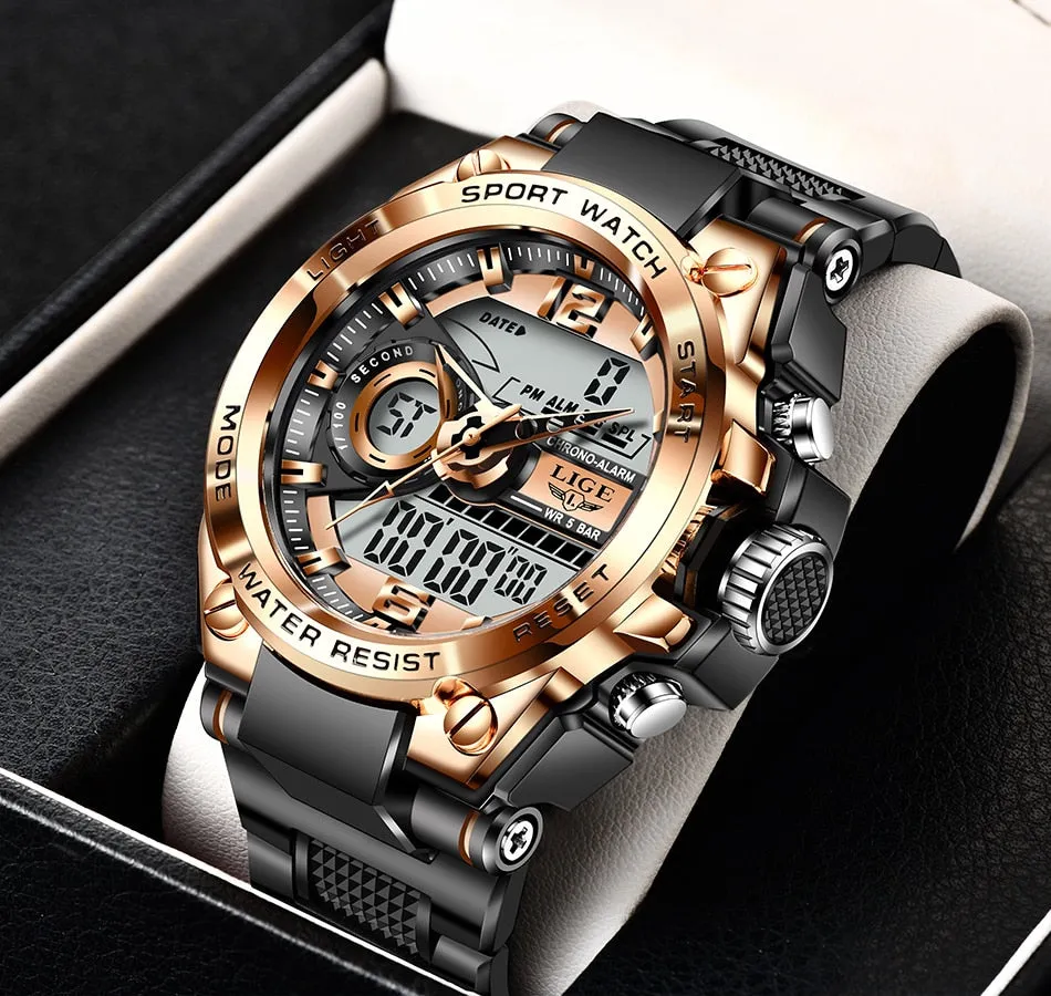 LIGE Men's 50m Waterproof Digital Wristwatch