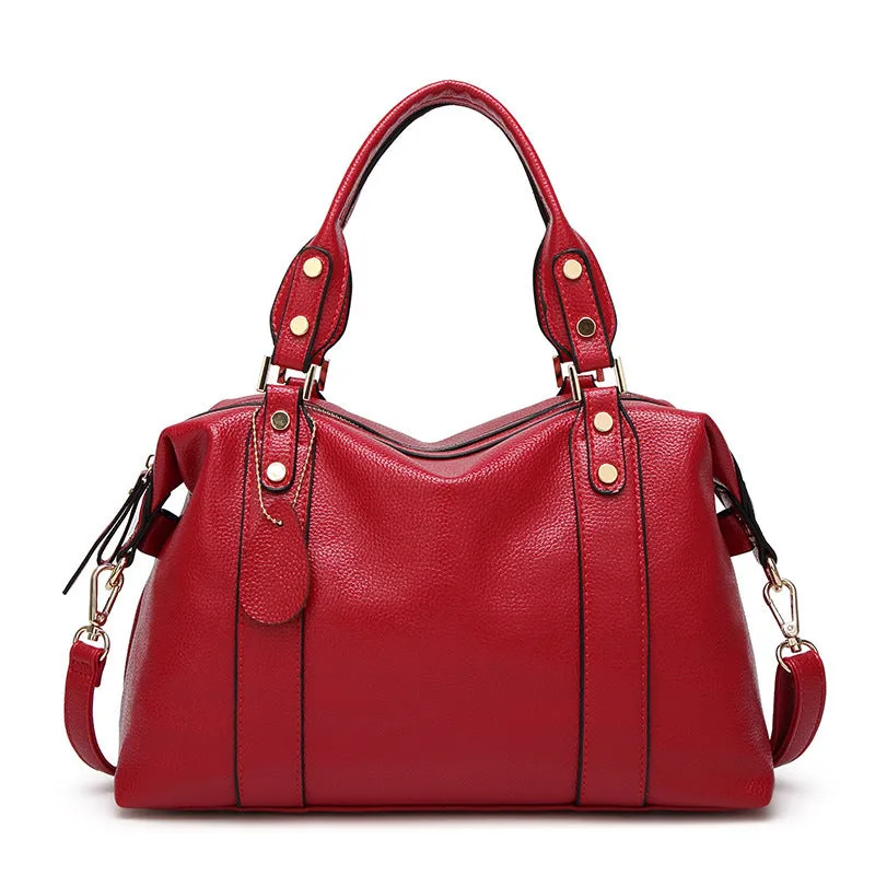 Lychee Pattern Fashion Casual PU Leather Handbag