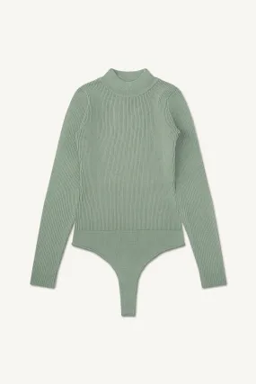 Massa Ribbed Knit Thong Bodysuit - Desert Sage