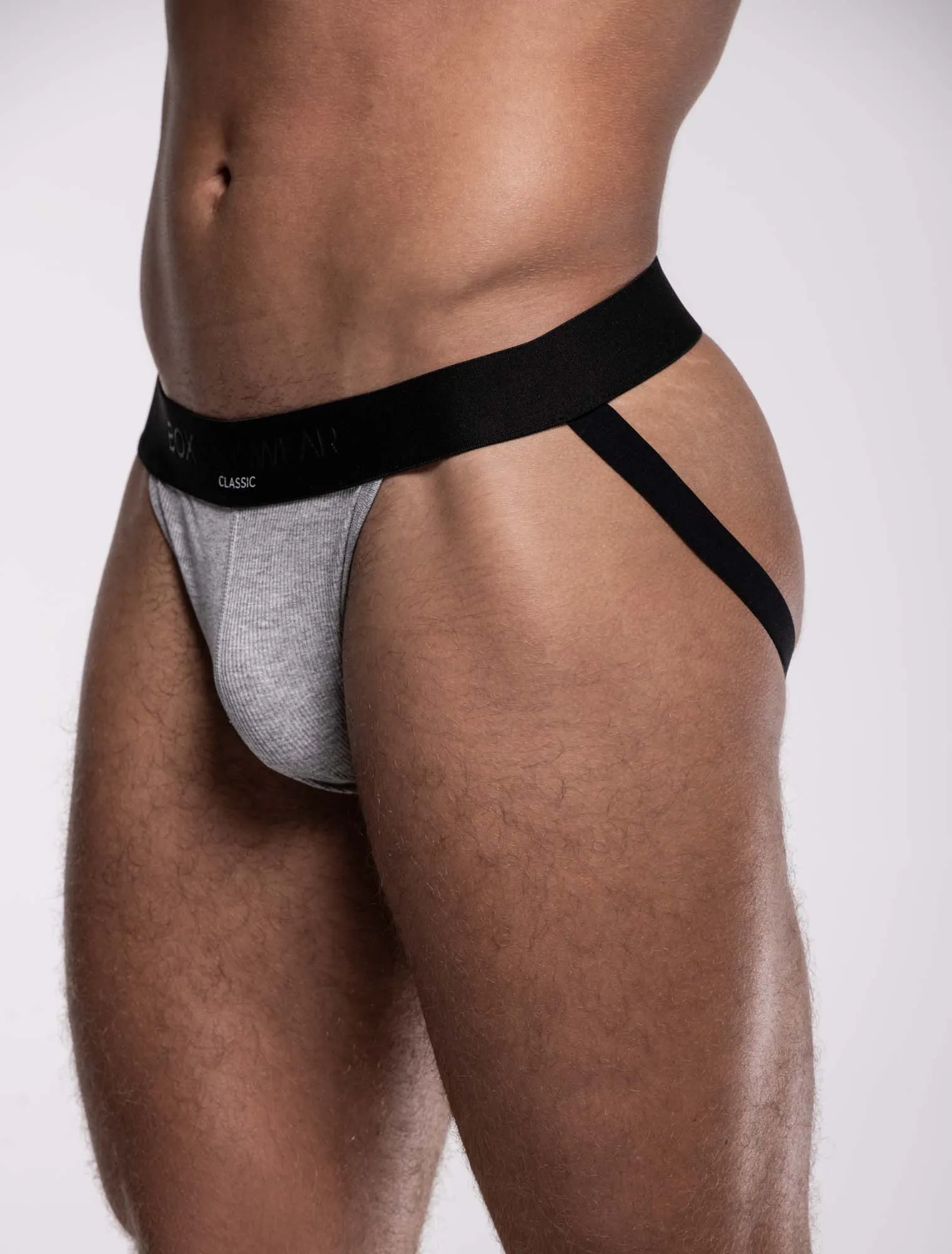 Mens Classic Ribbed Jockstrap - Grey