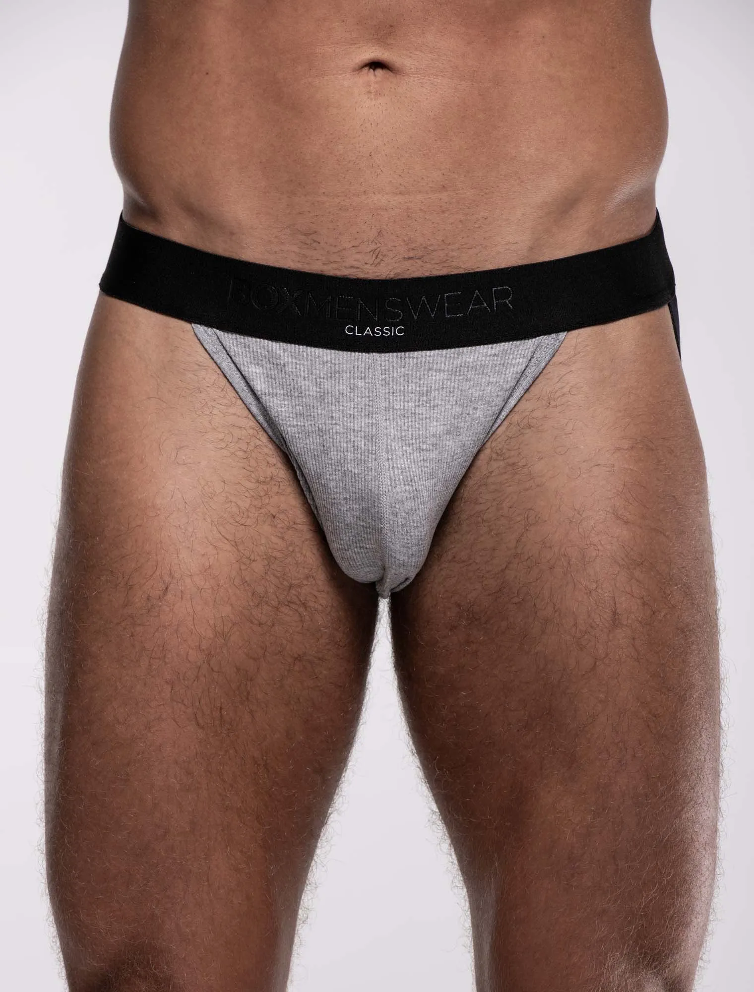 Mens Classic Ribbed Jockstrap - Grey