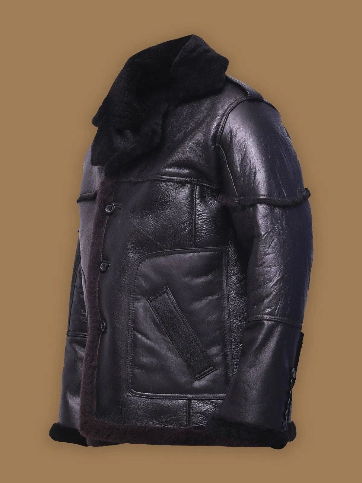 Men's Pure Black Sheepskin Leather Jacket