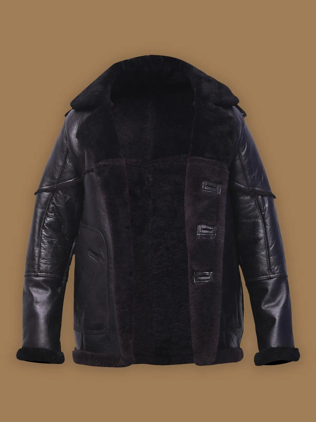 Men's Pure Black Sheepskin Leather Jacket