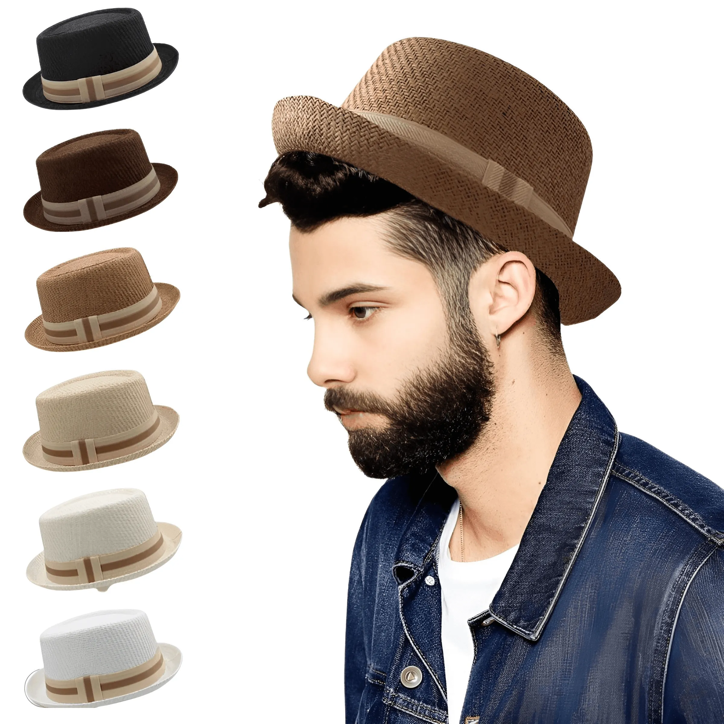 Men's Straw Pork Pie Hat