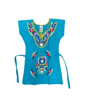 Mexican Kimono Girls Teal Dress