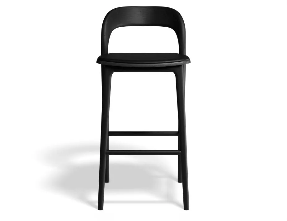 Mia Stool - Black with Pad - 66cm Seat Height Vintage Black Vegan leather Seat Pad