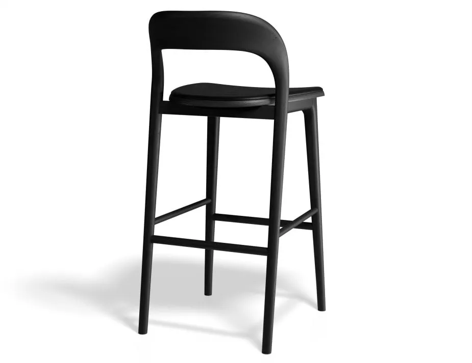 Mia Stool - Black with Pad - 66cm Seat Height Vintage Tan Vegan leather Seat Pad