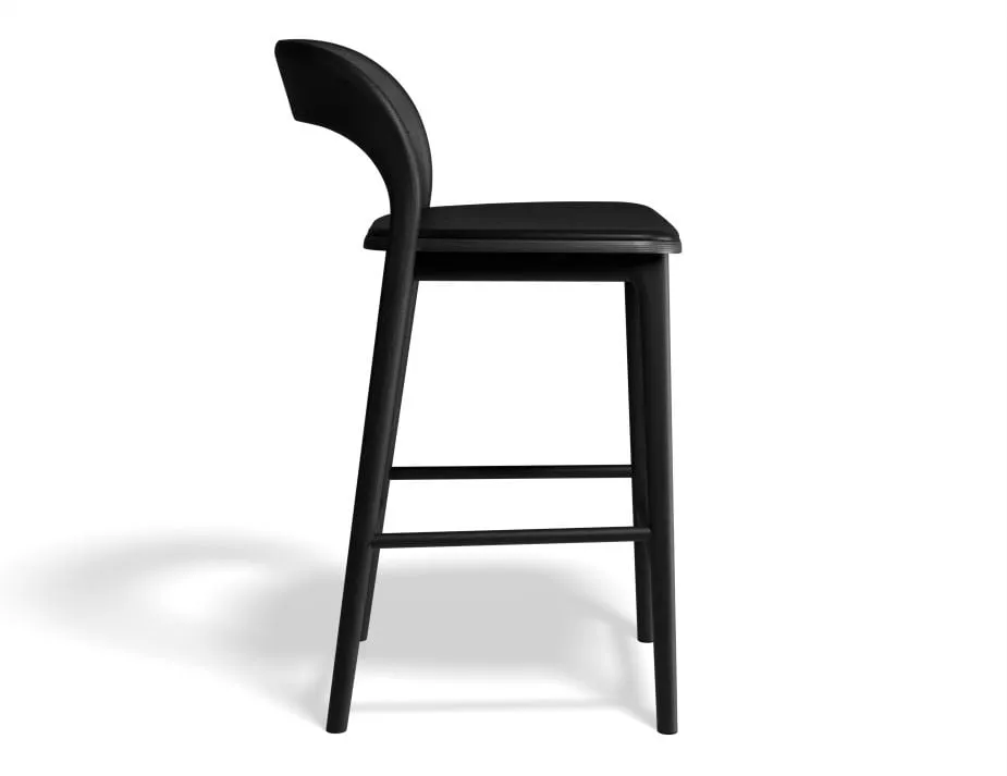 Mia Stool - Black with Pad - 75cm Seat Height Vintage Tan Vegan leather Seat Pad