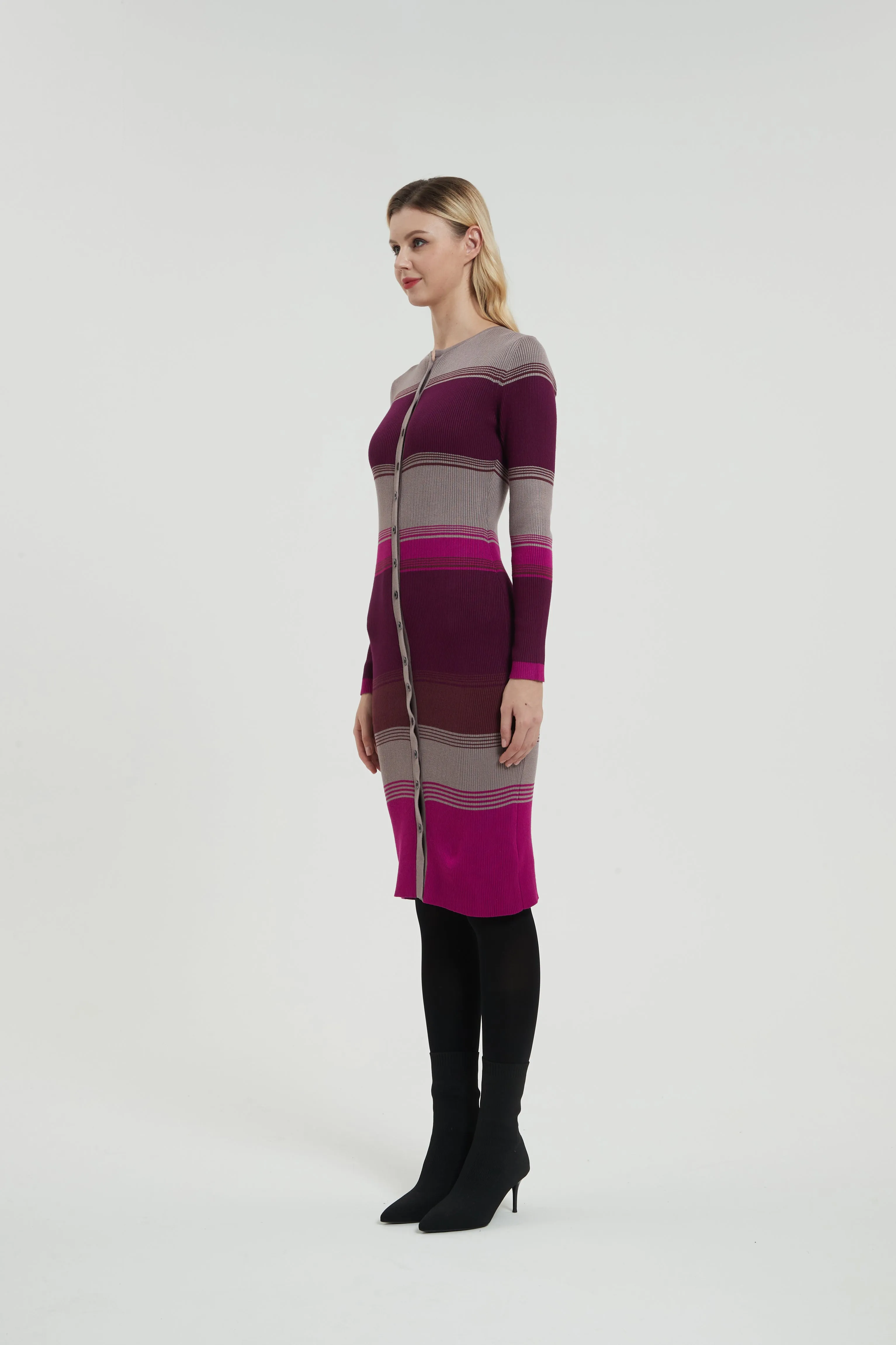 MM RIBBED STRIPE COLOR BLOCK DRESS