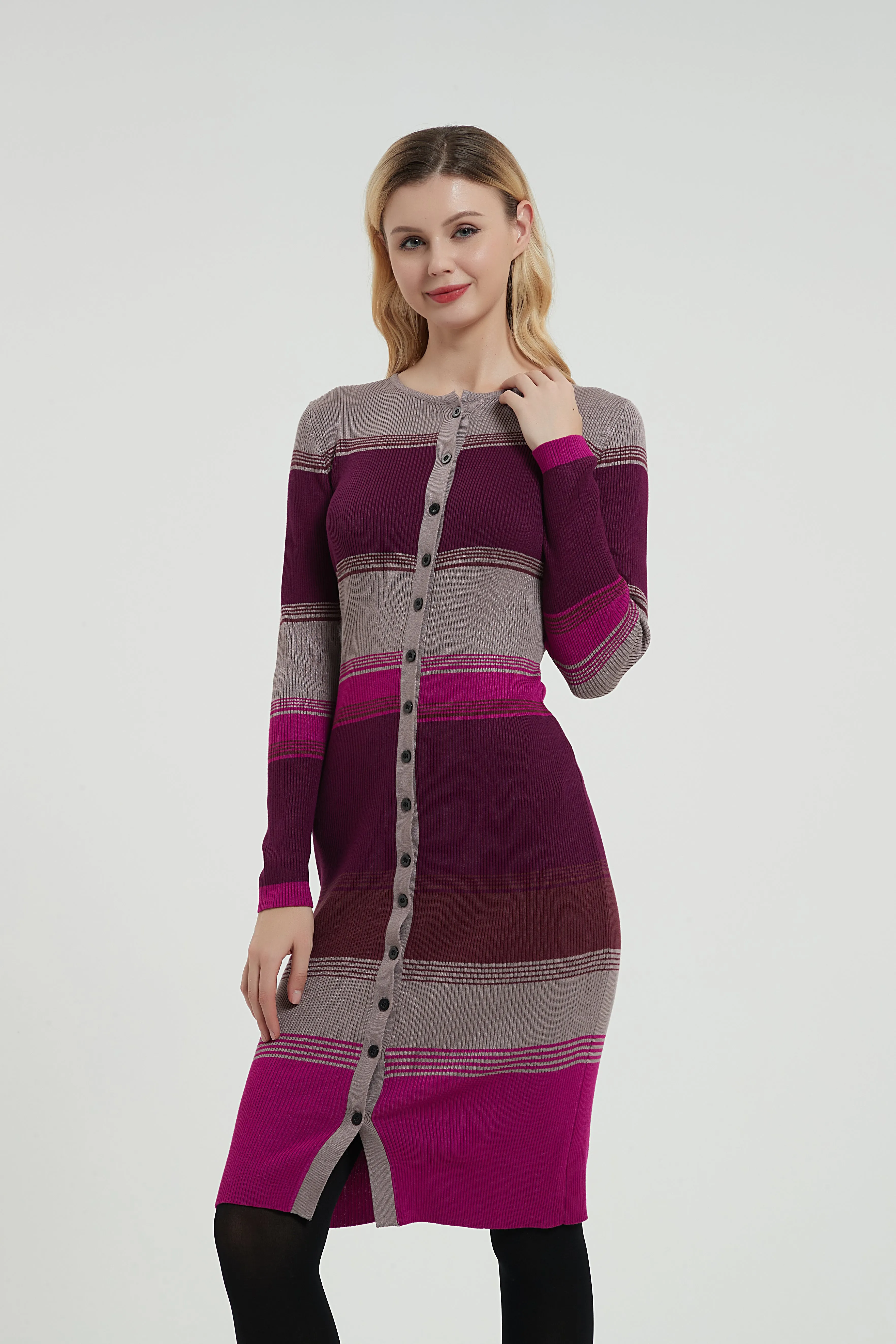 MM RIBBED STRIPE COLOR BLOCK DRESS