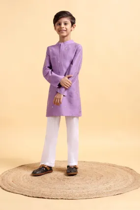 Mouve Embriodery Cotton silk Kurta & Pajama Set