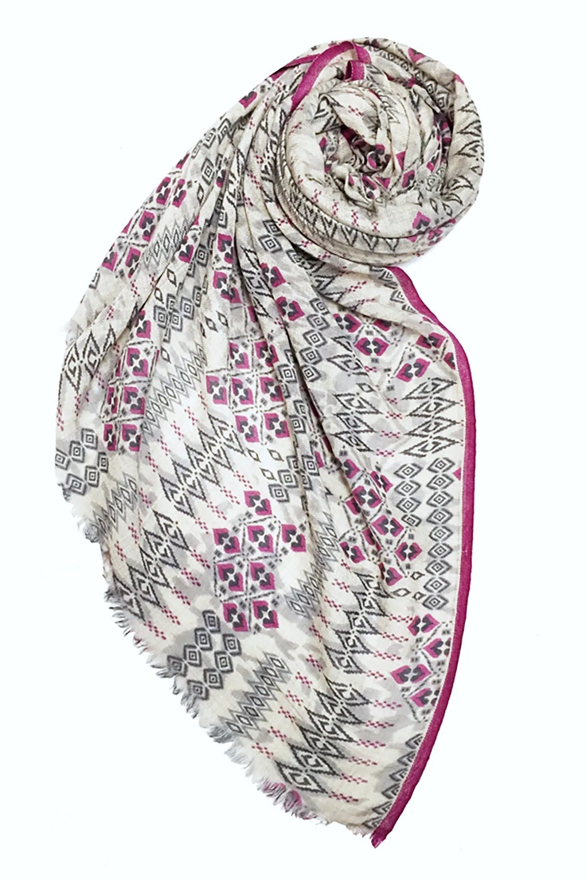 Mulberry Diamond Print | Luxury Wool Silk Blend Printed Scarf