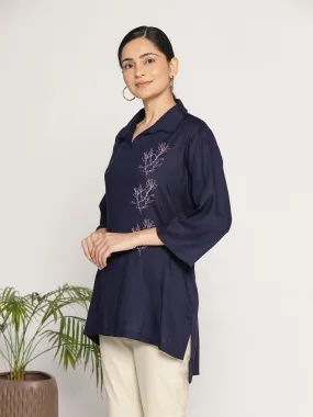 Navy Rayon ShirtTop - Ardoise