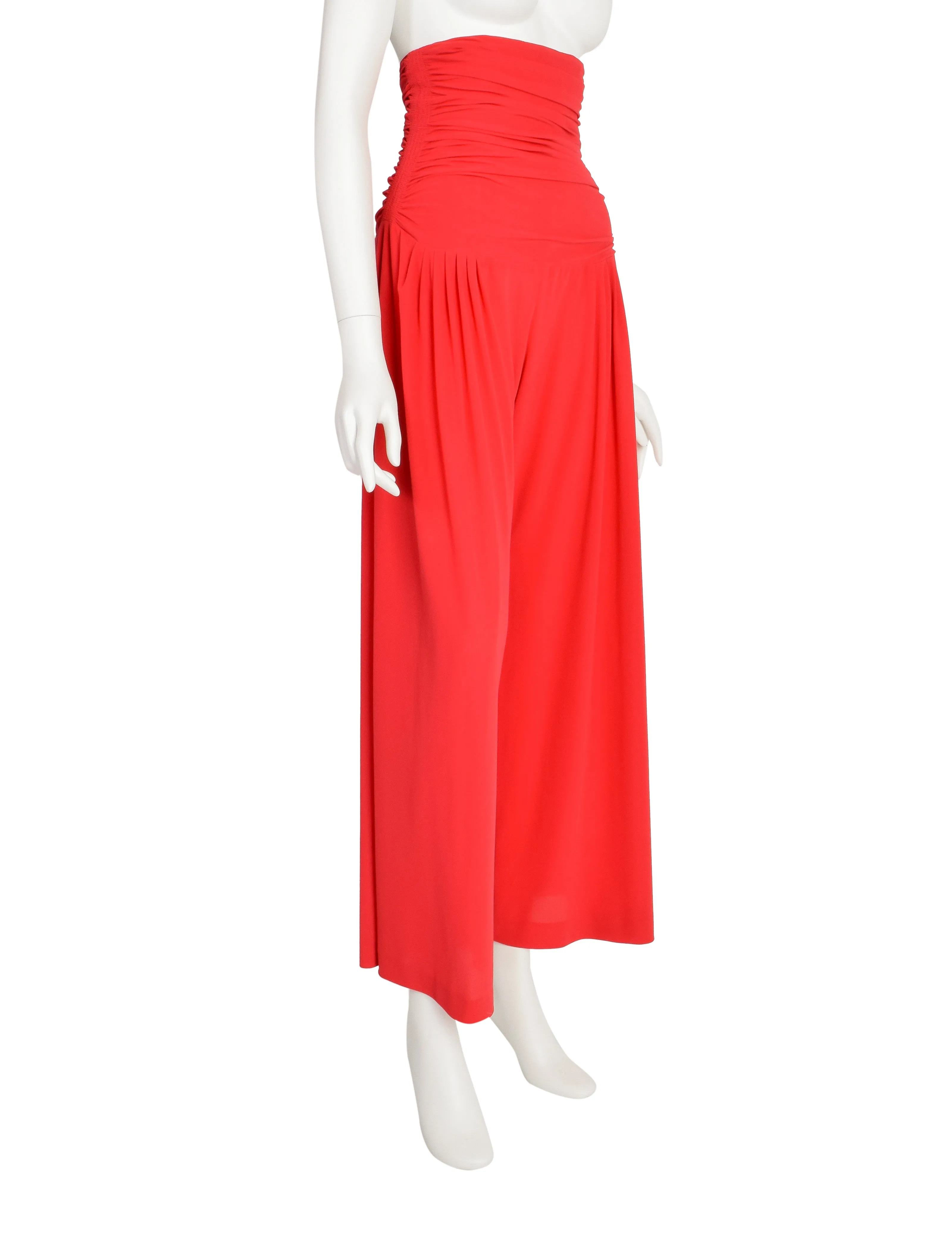 Norma Kamali Vintage Red Ultra High Waist Ruched Pants