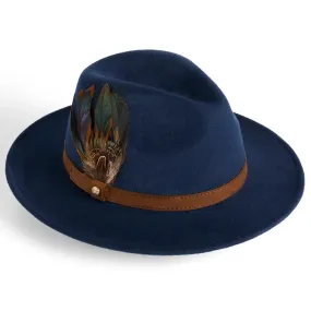 Northumberland Brushed Wool Felt Ladies Fedora - Navy by Failsworth