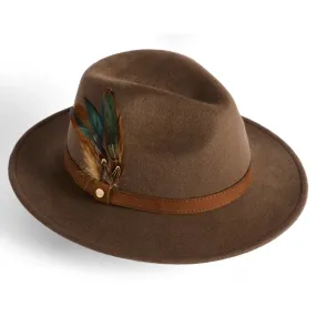 Northumberland Brushed Wool Felt Ladies Fedora - Truffle by Failsworth