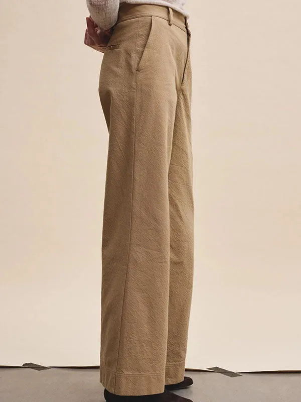 Pants in cotton and wool twill