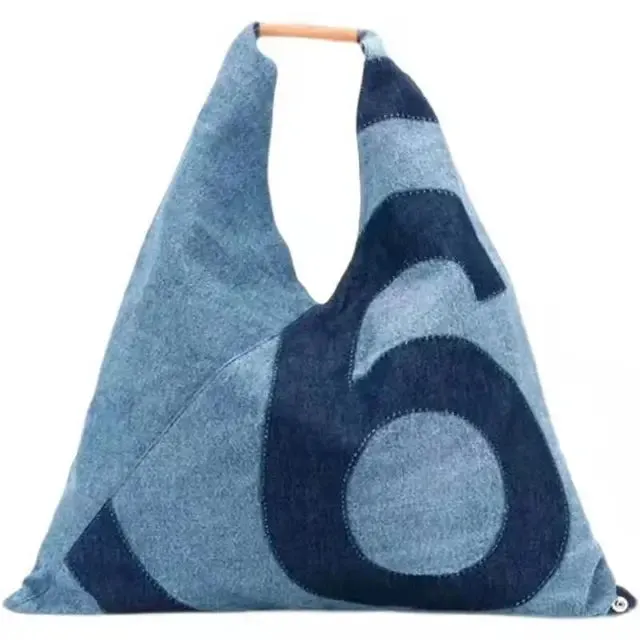 Pre Order: Spacious Numeral Denim Tote Bag