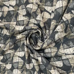 Premium Black Geometrical Print French Crepe Fabric