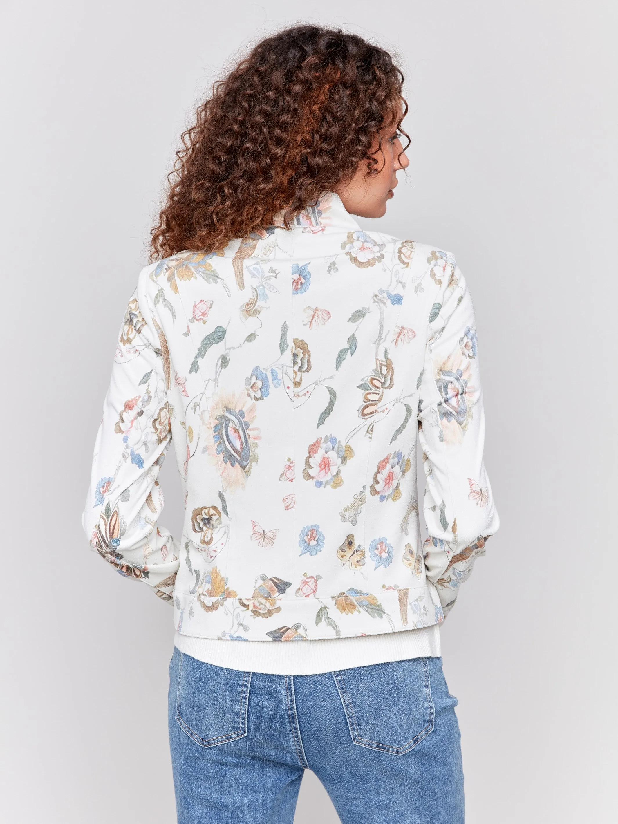 Printed Vintage Faux Leather Jacket - Cashmere