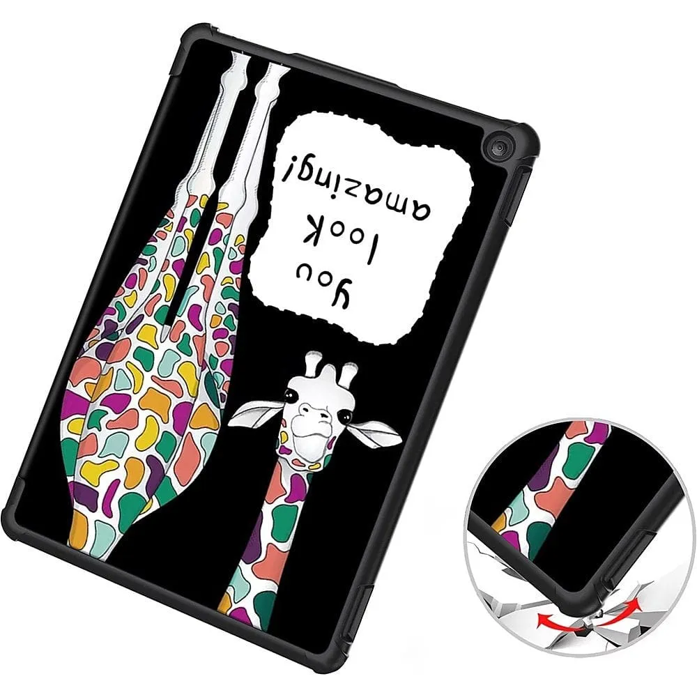 "You Look Amazing" Giraffe Themed Tri-Fold Folio Case - Amazon Fire HD 10 = TB00368