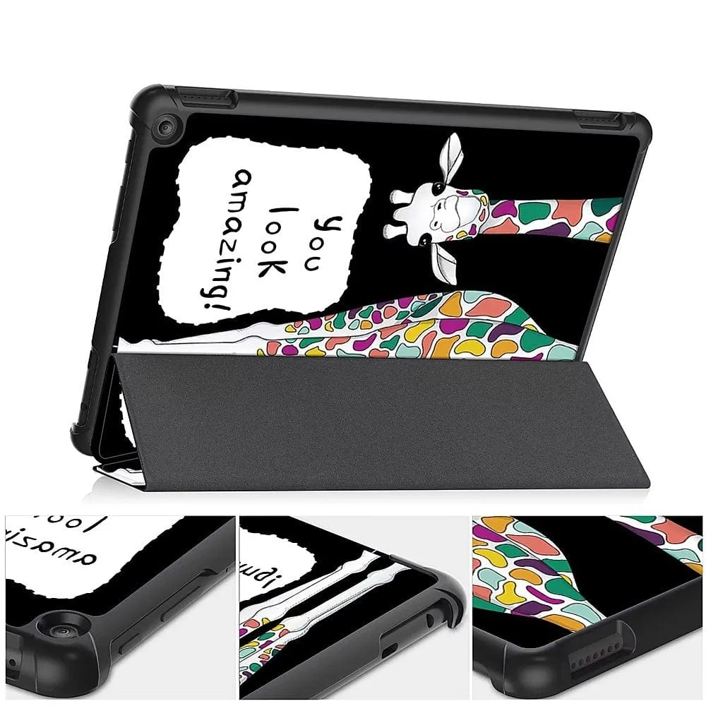 "You Look Amazing" Giraffe Themed Tri-Fold Folio Case - Amazon Fire HD 10 = TB00368