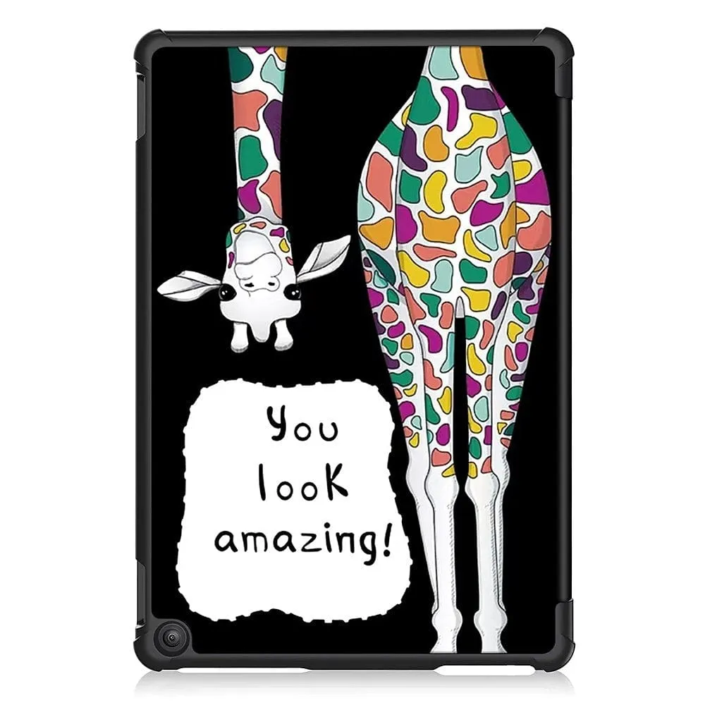 "You Look Amazing" Giraffe Themed Tri-Fold Folio Case - Amazon Fire HD 10 = TB00368