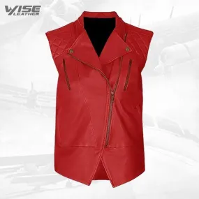 Red Fashion Biker Leather Vest