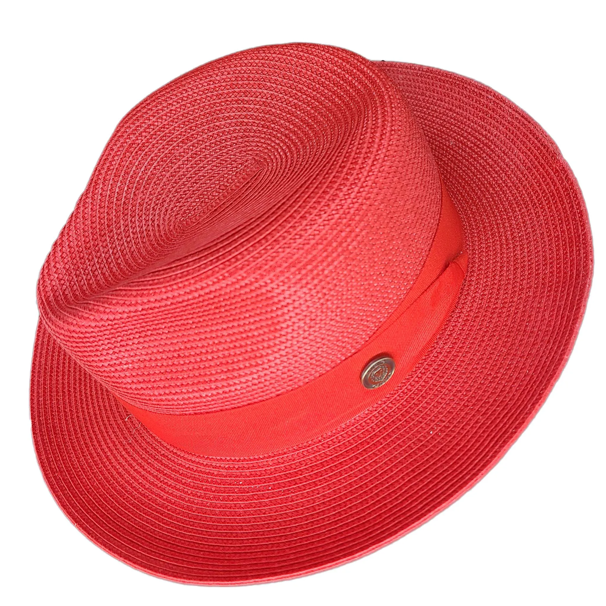 Red Straw Fedora Hat