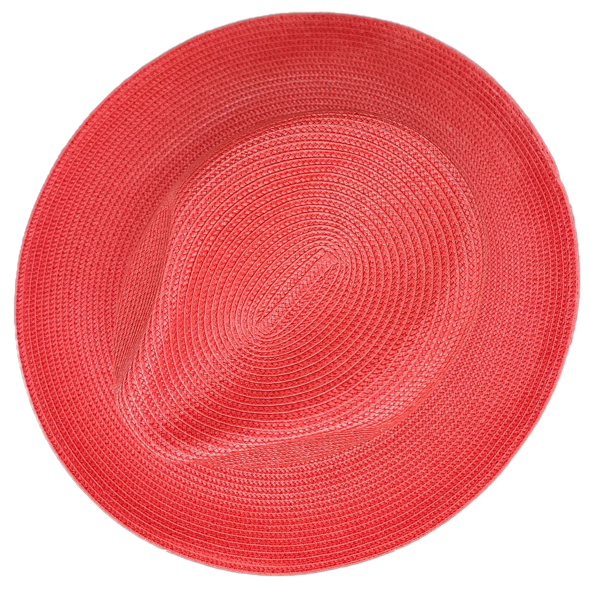 Red Straw Fedora Hat